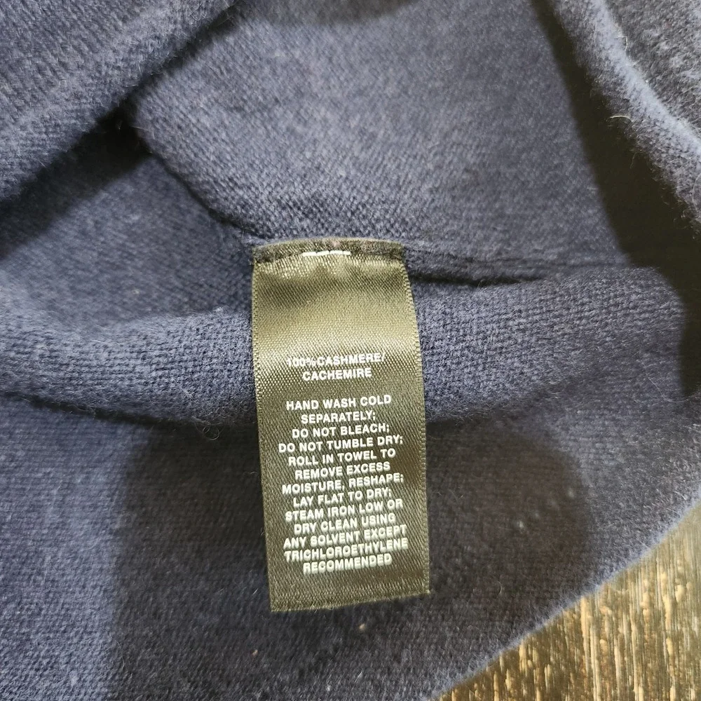 Lafayette 148 Sweater 100% Cashmere Women's Large Turtleneck Navy Blue